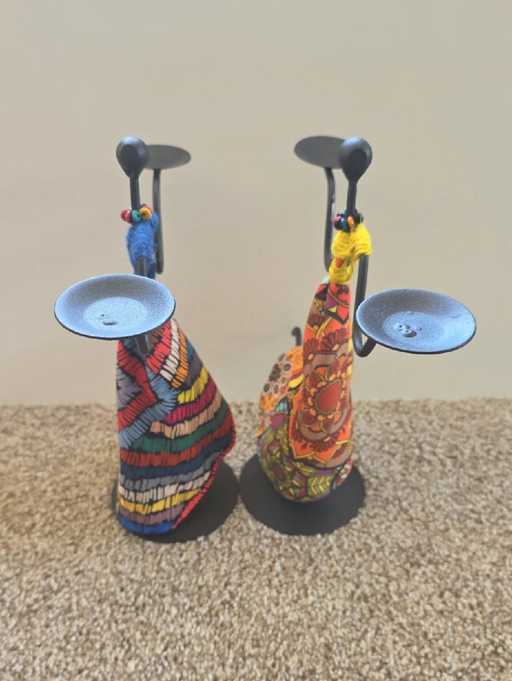 Metal Candle Holders - African Girl Stylish Tea Light Holders -  Set Of   2